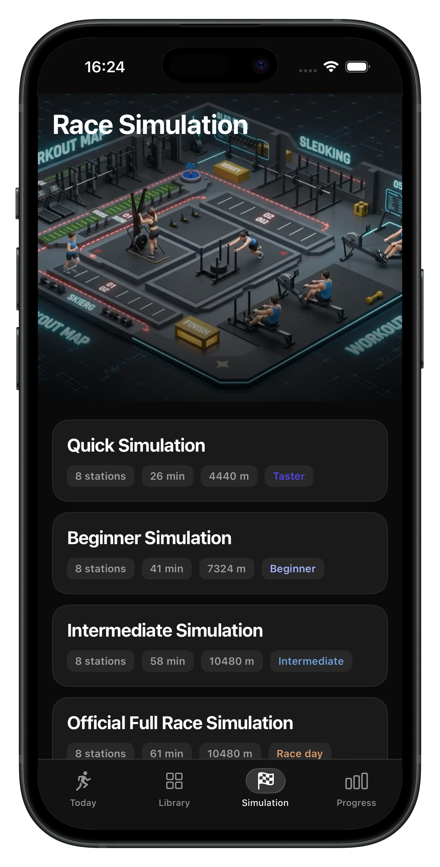 Race simulation overview with target pace
